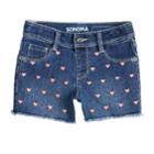 Girls 4-12 Sonoma Goods For Life&trade; Heart Embellishment Shortie Denim Shorts, Size: 4, Blue