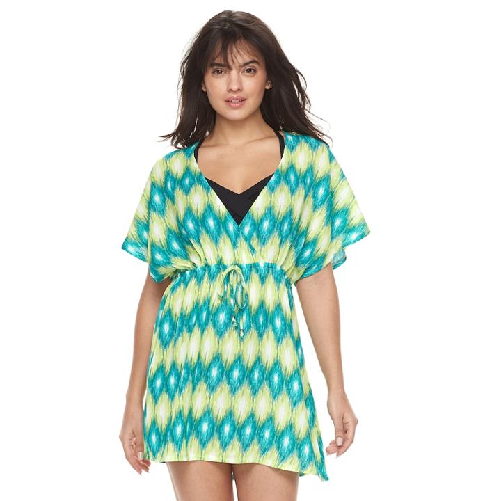 Women's Portocruz Summer Ikat Surplice Cover-up Dress, Size: Small, Yellow