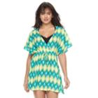 Women's Portocruz Summer Ikat Surplice Cover-up Dress, Size: Small, Yellow