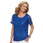 Women's Cathy Daniels Lace Scoopneck Top, Size: Medium, Brt Blue