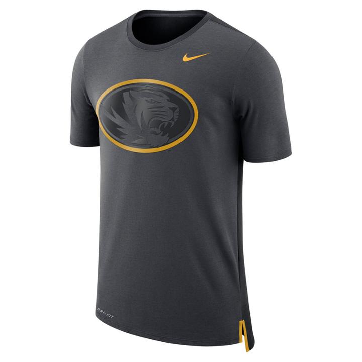 Men's Nike Missouri Tigers Dri-fit Mesh Back Travel Tee, Size: Small, Grey (anthracite)