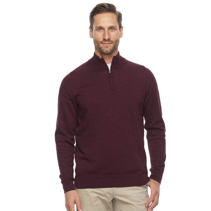 Men's Croft & Barrow Thermolite Quarter-zip Sweater, Size: Medium, Drk Purple