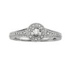 Round-cut Diamond Halo Engagement Ring In 10k White Gold (1/4 Ct. T.w.), Women's, Size: 5