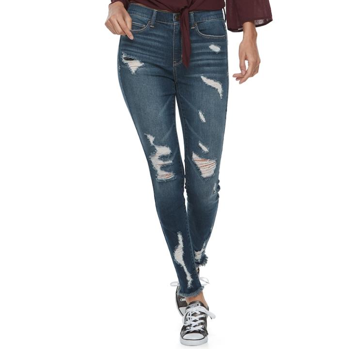 Juniors' Mudd&reg; Destructed Skinny Jeans, Teens, Size: 5, Blue Other