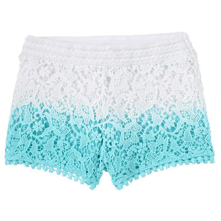 Girls 4-6x Design 365 Dip-dyed Crocheted Shorts, Girl's, Size: 5, Turquoise/blue (turq/aqua)