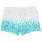 Girls 4-6x Design 365 Dip-dyed Crocheted Shorts, Girl's, Size: 5, Turquoise/blue (turq/aqua)