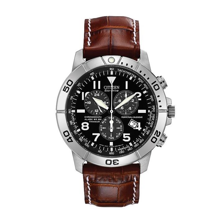 Citizen Eco-drive Men's Perpetual Calendar Leather Chronograph Watch - Bl5250-02l, Size: Large, Brown