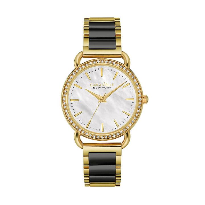 Caravelle New York By Bulova Women's Crystal Two Tone Stainless Steel Watch - 44l187, Multicolor