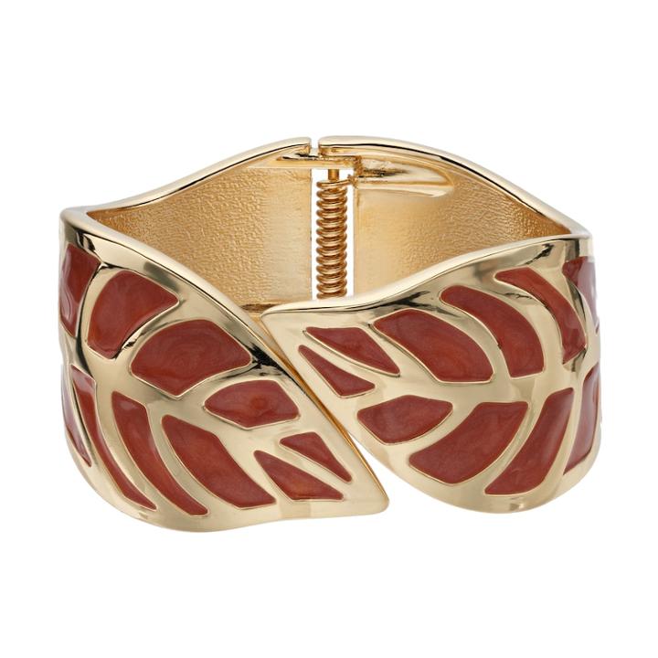 Orange Leaf Bypass Hinge Bracelet, Women's, Multicolor
