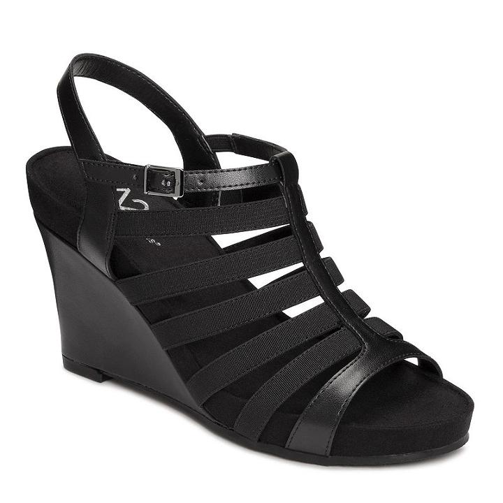 A2 By Aerosoles Magic Plush Women's Wedge Sandals, Size: 5.5 Med, Black