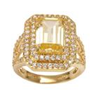 Sophie Miller 14k Gold Over Silver Yellow And White Cubic Zirconia Tiered Octagonal Halo Ring, Women's, Size: 6