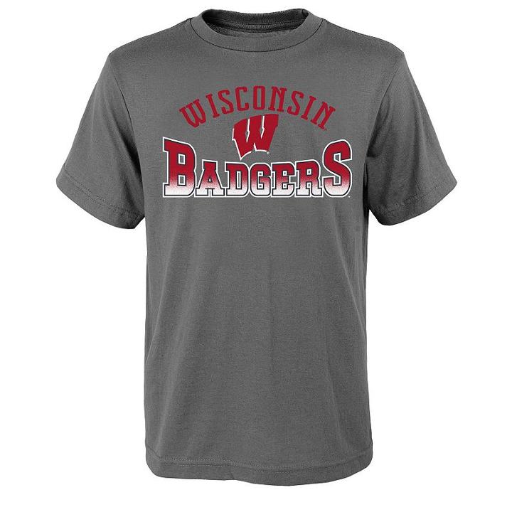 Boys 8-20 Wisconsin Badgers Fade Tee, Boy's, Size: M(10-12), Grey (charcoal)