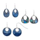 Blue Composite Shell Nickel Free Cutout Drop Earring Set, Women's