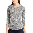 Women's Pocket Cotton Henley, Size: Xl, Grey