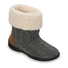 Dearfoams Women's Cable-knit Memory Foam Bootie Slippers, Size: Large, Grey Other
