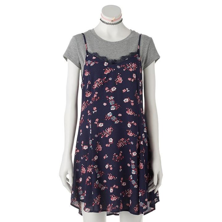 Juniors' Wallflower Gauze Slip Dress, Tee & Choker Set, Girl's, Size: Xl, Ovrfl Oth