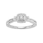 Hallmark Sterling Silver 1/6 Carat T.w. Diamond Square Halo Ring, Women's, Size: 7, White