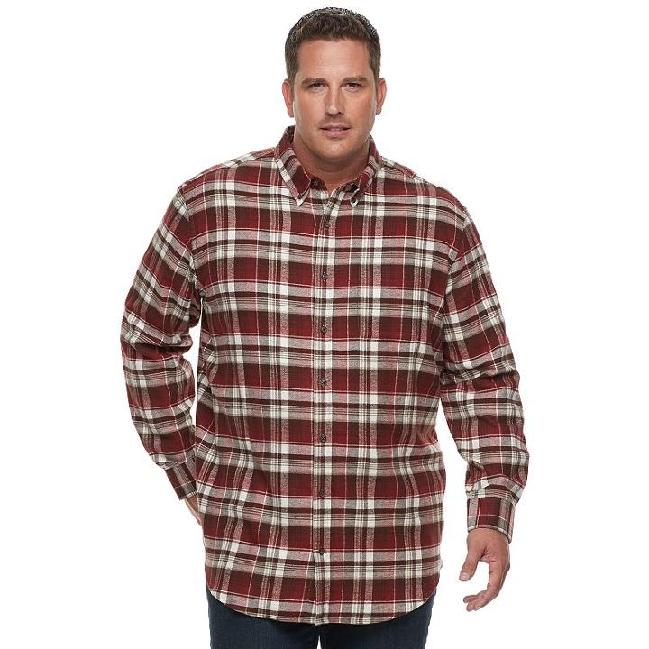 Big & Tall Croft & Barrow&reg; True Comfort Classic-fit Flannel Button-down Shirt, Men's, Size: 2xb, Brown