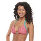 Women's Social Angel Printed Triangle Halter Bikini Top, Size: Medium, Pink