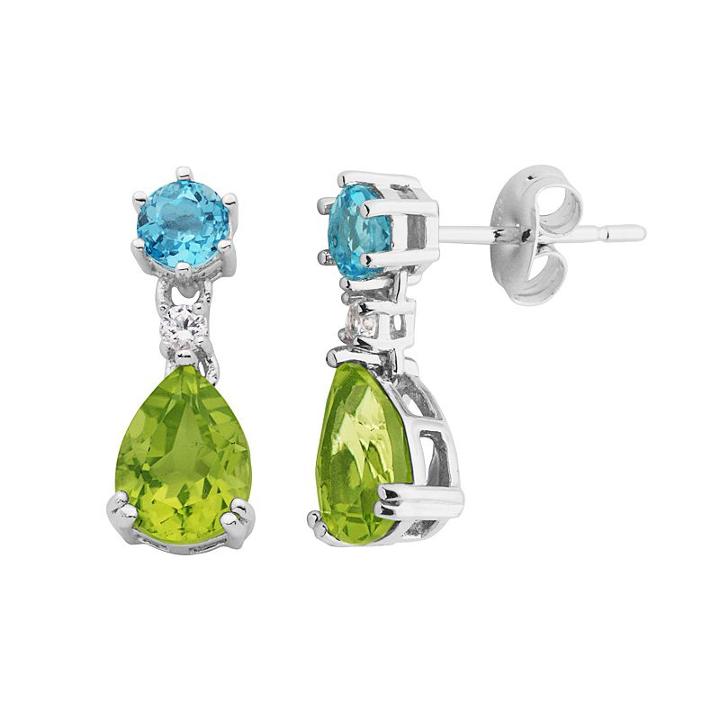 Gemstone Sterling Silver Teardrop Earrings, Women's, Multicolor