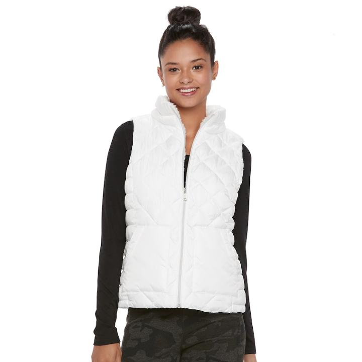 Juniors' So&reg; Sherpa Lined Puffer Vest, Teens, Size: Medium, White