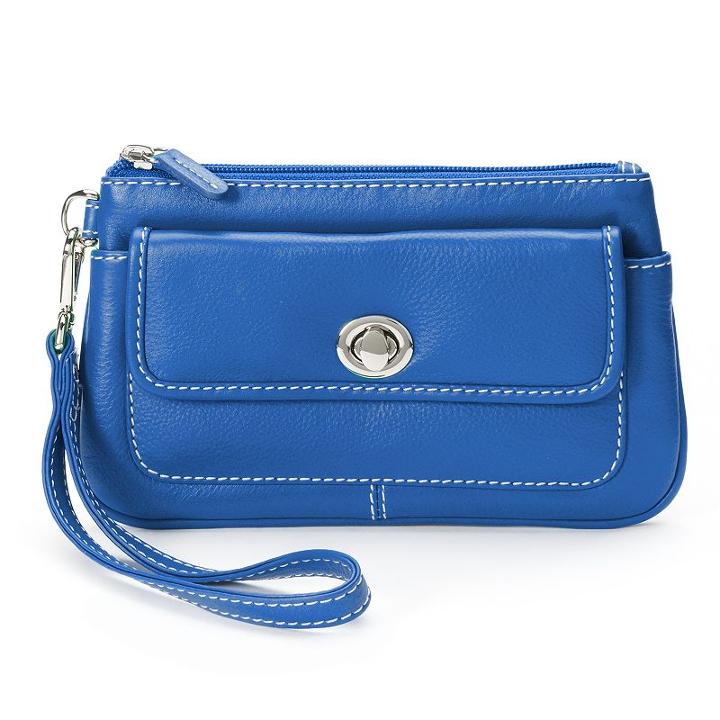 Ili Turn Lock Leather Wristlet, Women's