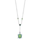 Silver Plated Crystal Turtle Y Necklace, Women's, Green