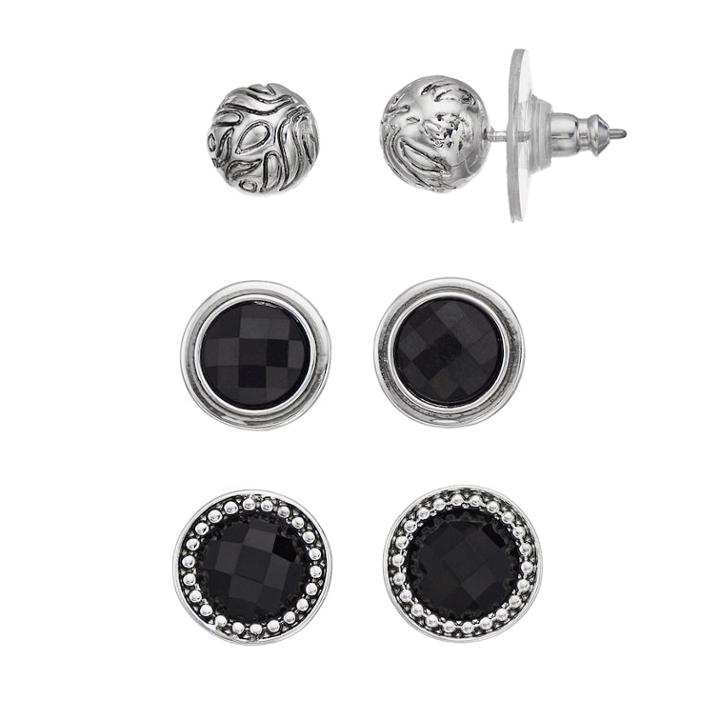 Napier Black Circle & Ball Stud Earring Set, Women's