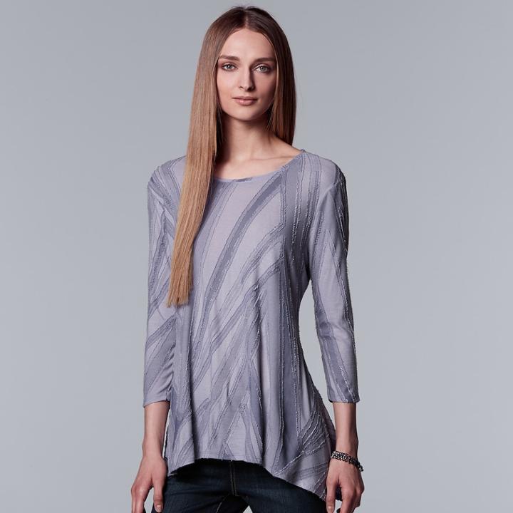 Women's Simply Vera Vera Wang Textured Asymmetrical Top, Size: Medium, Med Purple