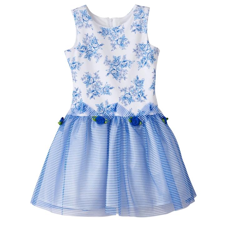 Toddler Girl Lavender By Us Angels Drop Waist Rosette Dress, Size: 4t, Blue