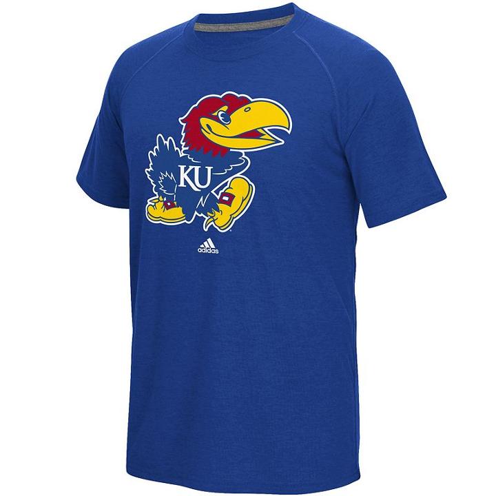 Men's Adidas Kansas Jayhawks White Noise Bar Tee, Size: Medium, Kns Blue