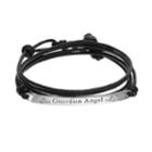 All Wrapped Up Sterling Silver & Leather Guardian Angel Wrap Bracelet, Women's, Black