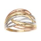 Tri-tone 10k Gold Crossover Ring, Women's, Size: 6