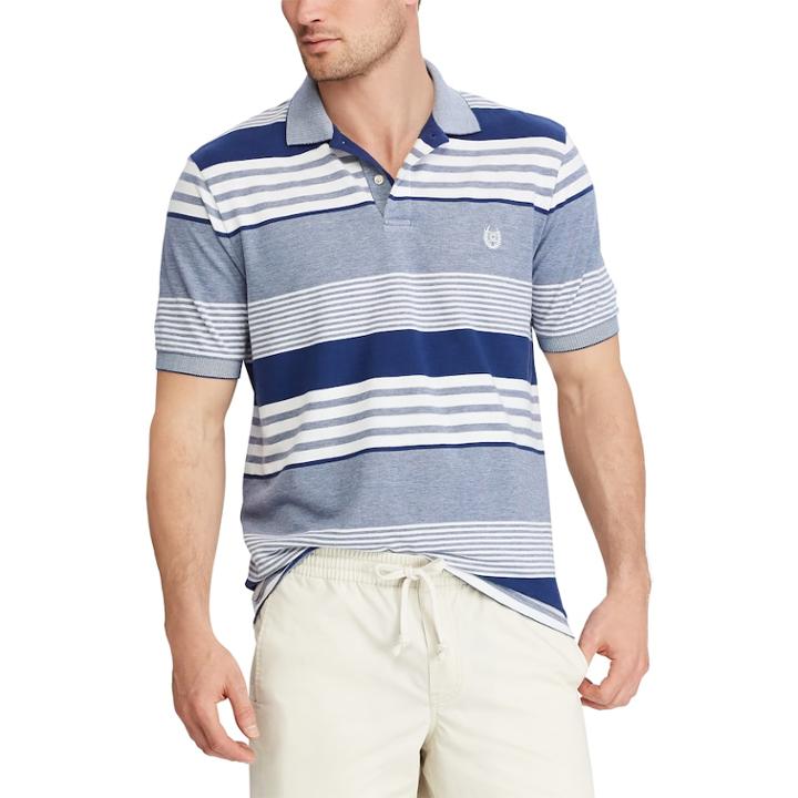 Men's Chaps Classic-fit Wide-striped Polo, Size: Medium, Blue (navy)