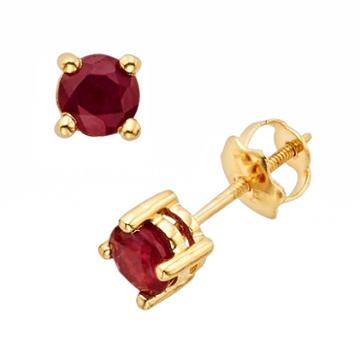The Regal Collection 14k Gold Genuine Ruby Stud Earrings, Women's, Red
