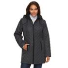 Women's Croft & Barrow&reg; Hooded Printed Quilted Jacket, Size: Large, Light Grey