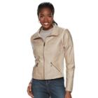 Women's Sebby Collection Faux-leather Jacket, Size: Medium, Med Beige