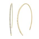 Chrystina Gold Tone Crystal Threader Earrings, Women's, White