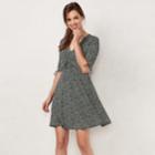 Women's Lc Lauren Conrad Print Fit & Flare Dress, Size: Small, Black