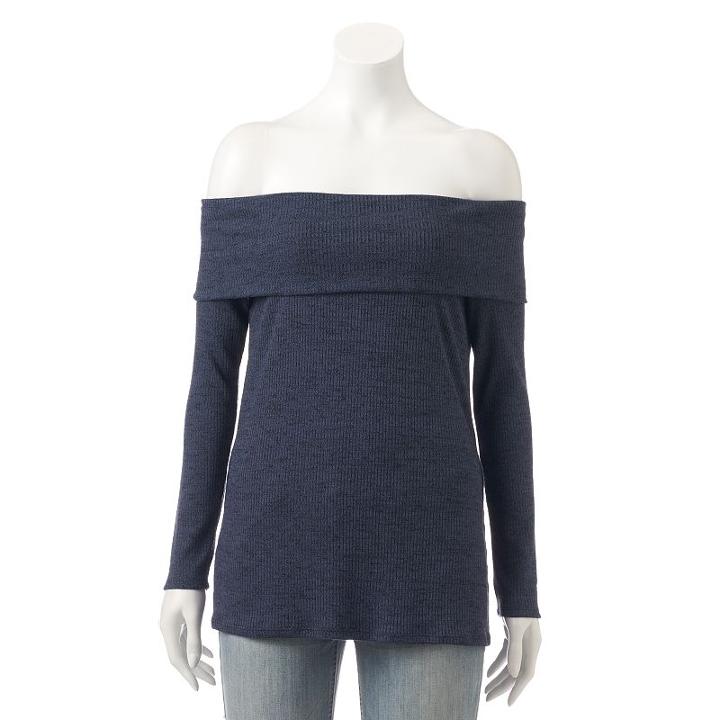 Women's Apt. 9&reg; Ribbed Off-the-shoulder Top, Size: Xs, Blue