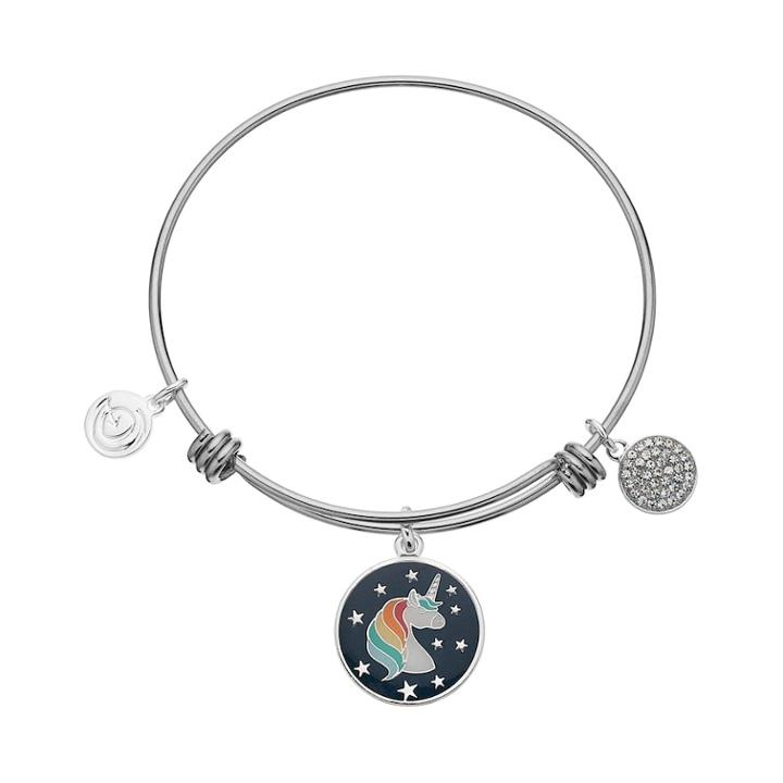 Love This Life Believe In Your Own Magic Unicorn Charm Bangle Bracelet, Women's, Silver