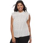 Juniors' Plus Size Heart & Soul Ruffle Mockneck Top, Teens, Size: 1xl, Natural