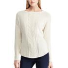 Women's Chaps Cable-knit Boatneck Sweater, Size: Medium, Natural