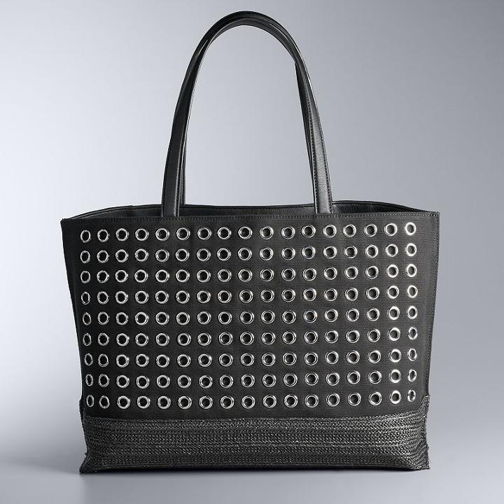 Simply Vera Vera Wang Boswell Grommet Tote, Women's, Black