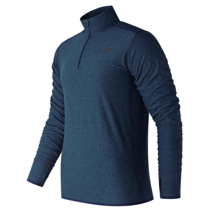 Men's New Balance Space-dyed Quarter-zip Pullover, Size: Medium, Blue
