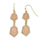 Lc Lauren Conrad Peach Stone Halo Nickel Free Double Drop Earrings, Women's, Pink
