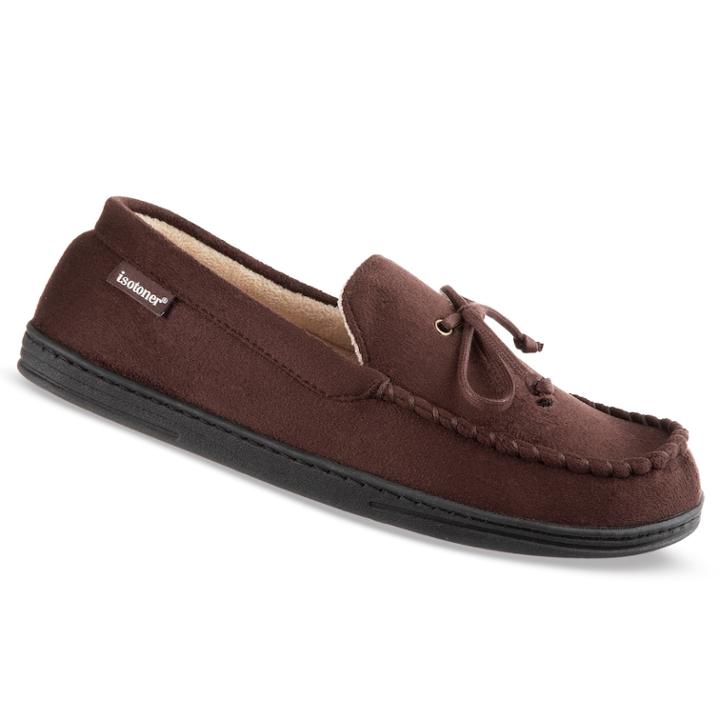 Men's Isotoner Microsuede Moccasin Slippers, Size: Xxl, Brown