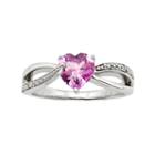 Lab-created Pink Sapphire And Diamond Accent Sterling Silver Heart Bypass Ring, Women's, Size: 6