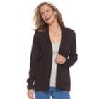 Women's Croft & Barrow&reg; Essential Open Front Cardigan, Size: Xxl, Dark Brown