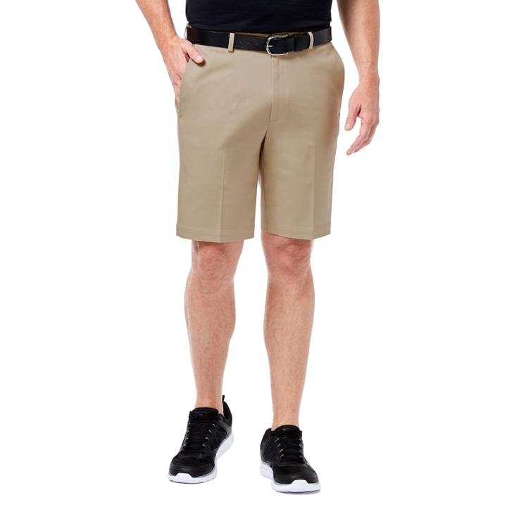 Men's Haggar&reg; Premium Straight-fit No-iron Khaki Flat-front Shorts, Size: 36, Dark Beige